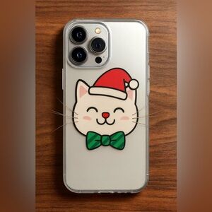 Cat Christmas iPhone Case - realistic whiskers- custom cases for any device